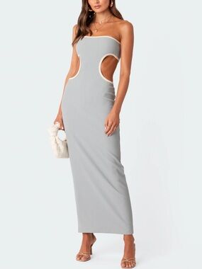 Edikted Ribbed Cut Out Maxi Dress
